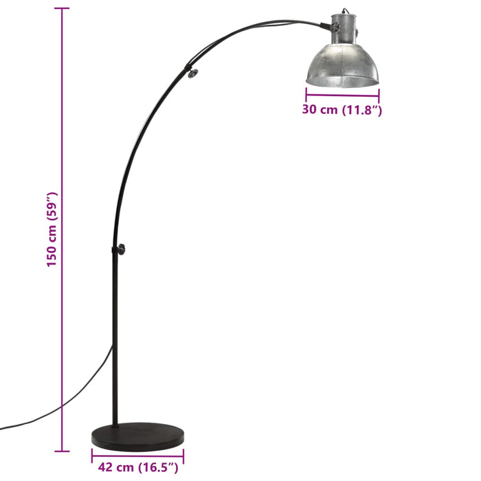 Gulvlampe 25 W vintage sølv 150 cm E27