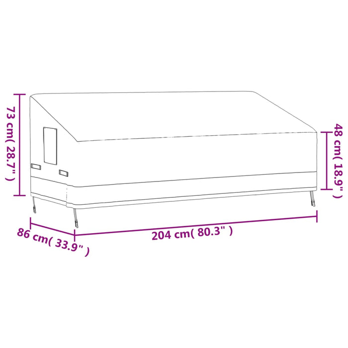 3-seters benktrekk beige 204x86x48/73 cm 600D oxford