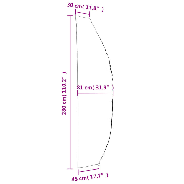 Hageparasollrekk svart 280x30/81/45 cm 420D oxford