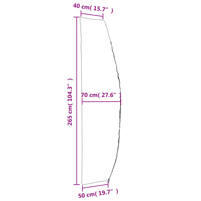 Hageparasollrekk svart 265x50/70/40 cm 420D oxford