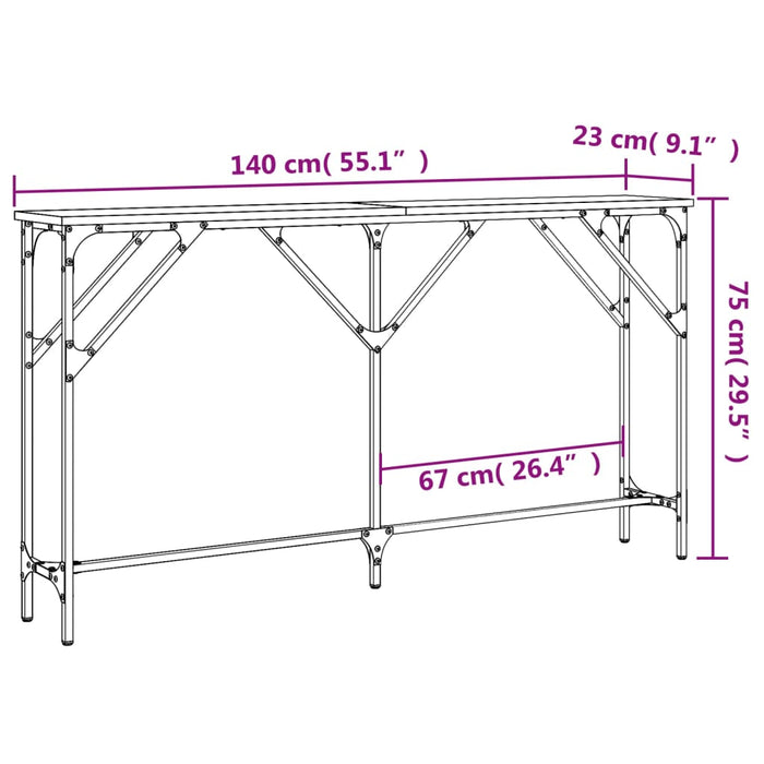 Konsollbord røkt eik 140x23x75 cm konstruert tre