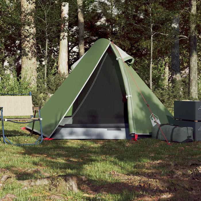Campingtelt 2 personer grønn 267x154x117 cm 185T taft