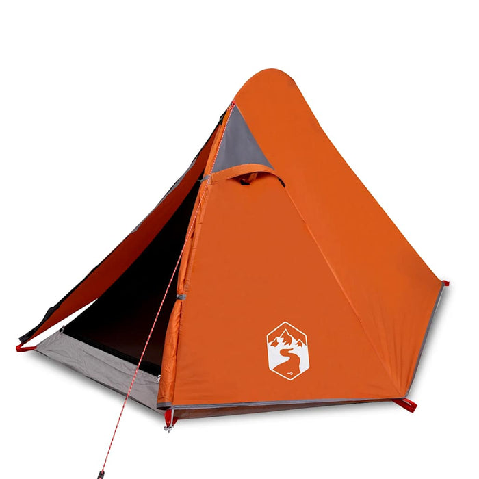 Campingtelt 2 personer grå og oransje 267x154x117 cm 185T taft