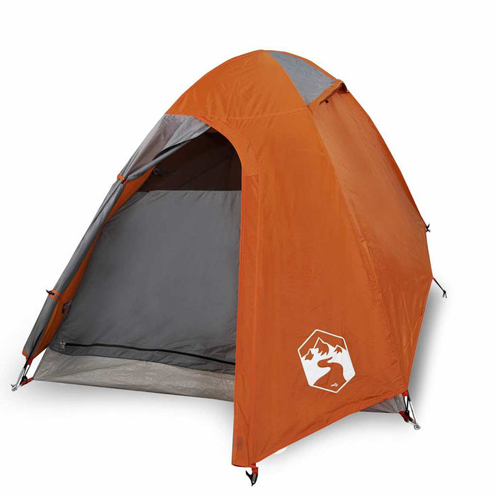 Campingtelt 2 personer grå og oransje 254x135x112 cm 185T taft