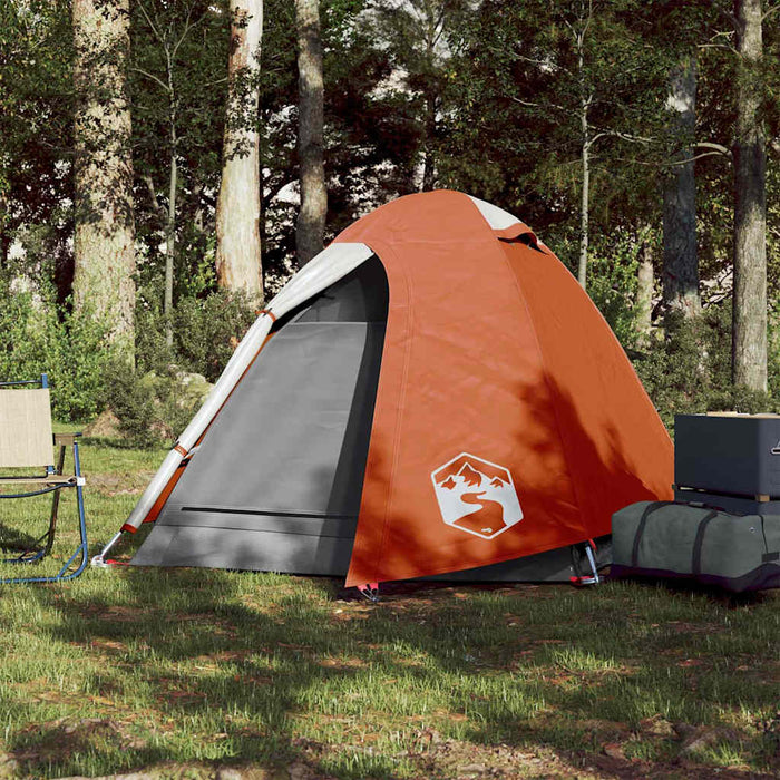 Campingtelt 2 personer grå og oransje 254x135x112 cm 185T taft
