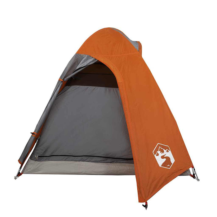 Campingtelt 2 personer grå og oransje 254x135x112 cm 185T taft