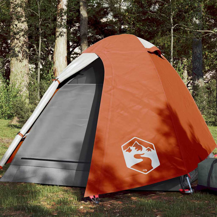 Campingtelt 2 personer grå og oransje 254x135x112 cm 185T taft
