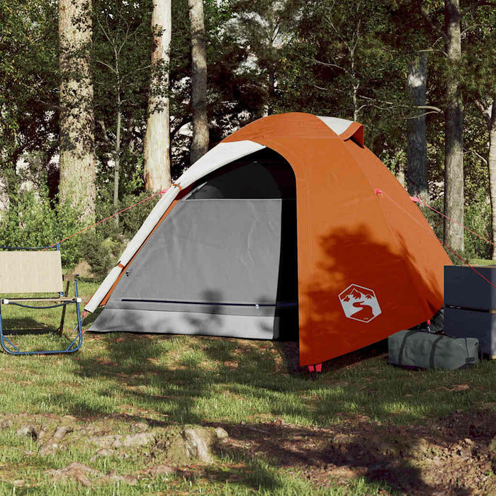 Campingtelt 2 personer grå og oransje 264x210x125 cm 185T taft