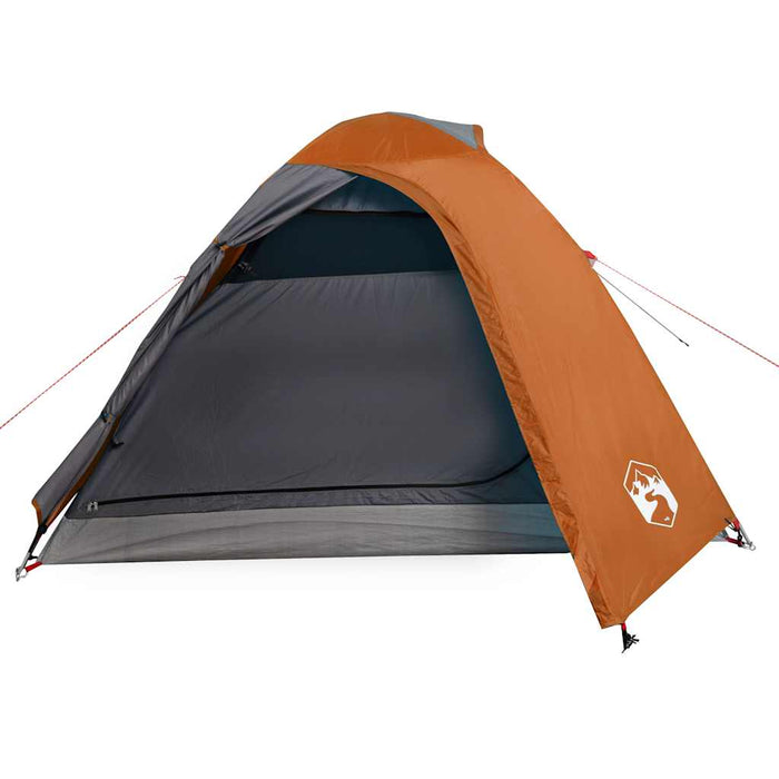 Campingtelt 2 personer grå og oransje 264x210x125 cm 185T taft