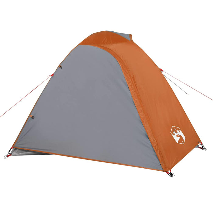 Campingtelt 2 personer grå og oransje 264x210x125 cm 185T taft