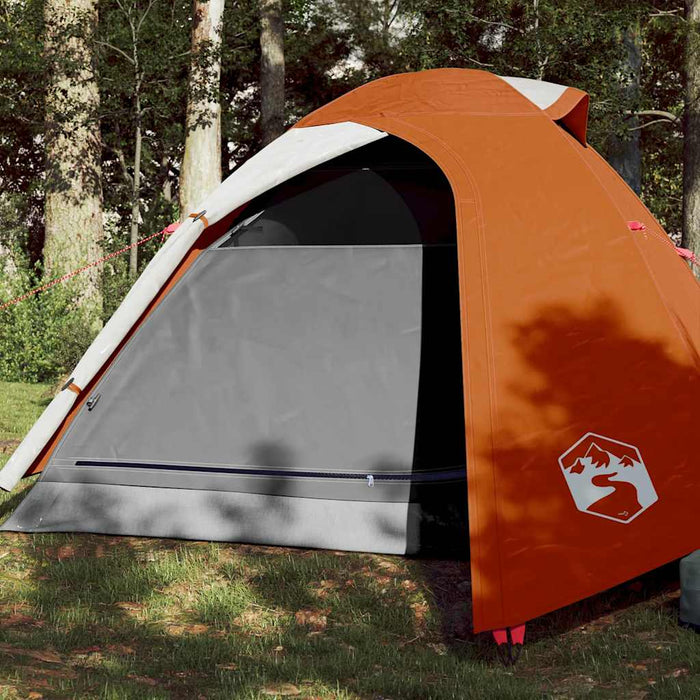 Campingtelt 2 personer grå og oransje 264x210x125 cm 185T taft