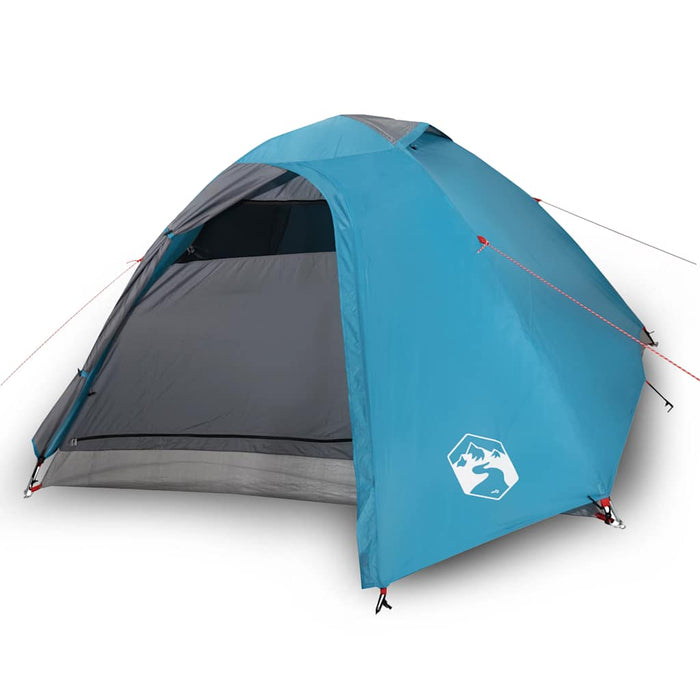 Campingtelt 4 personer blå 267x272x145 cm 185T taft