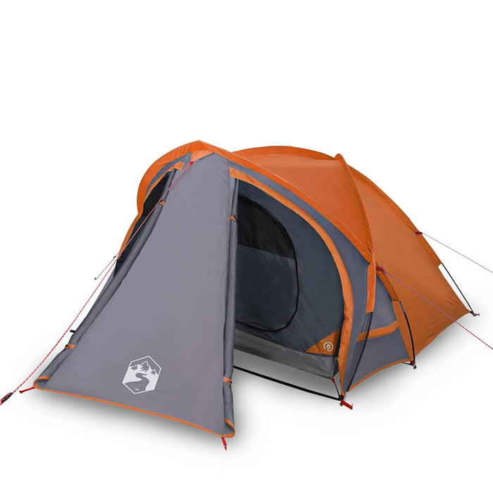 Campingtelt 2 personer grå og oransje 320x140x120 cm 185T taft