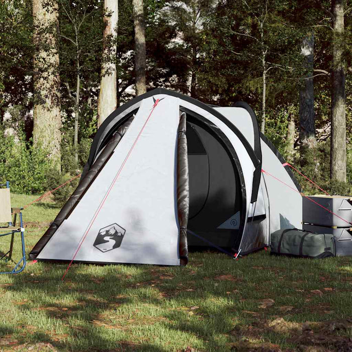 Campingtelt 2 personer hvit 320x140x120 cm 185T taft