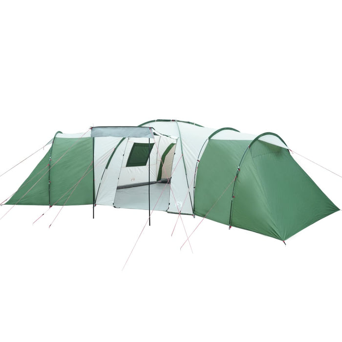 Campingtelt 12 personer grønn 840x720x200 cm 185T taft