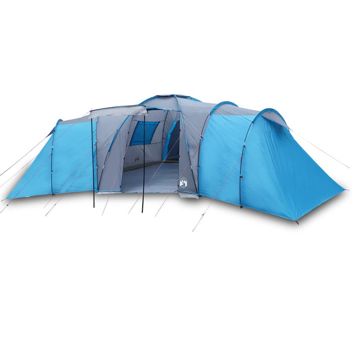 Campingtelt 12 personer blå 840x720x200 cm 185T taft