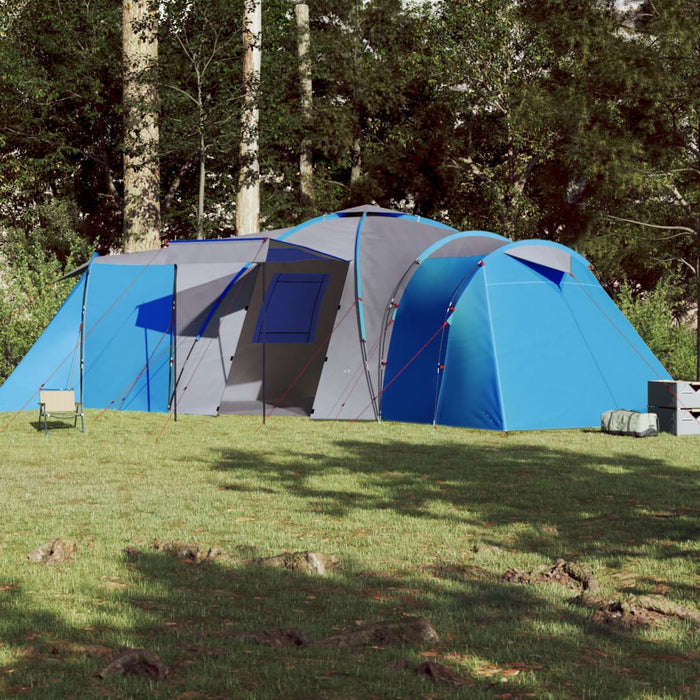 Campingtelt 12 personer blå 840x720x200 cm 185T taft