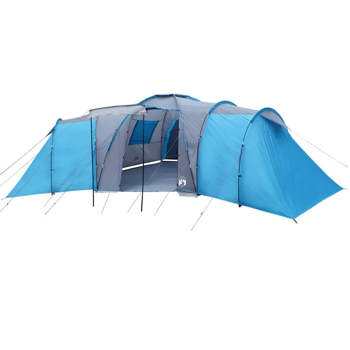 Campingtelt 12 personer blå 840x720x200 cm 185T taft