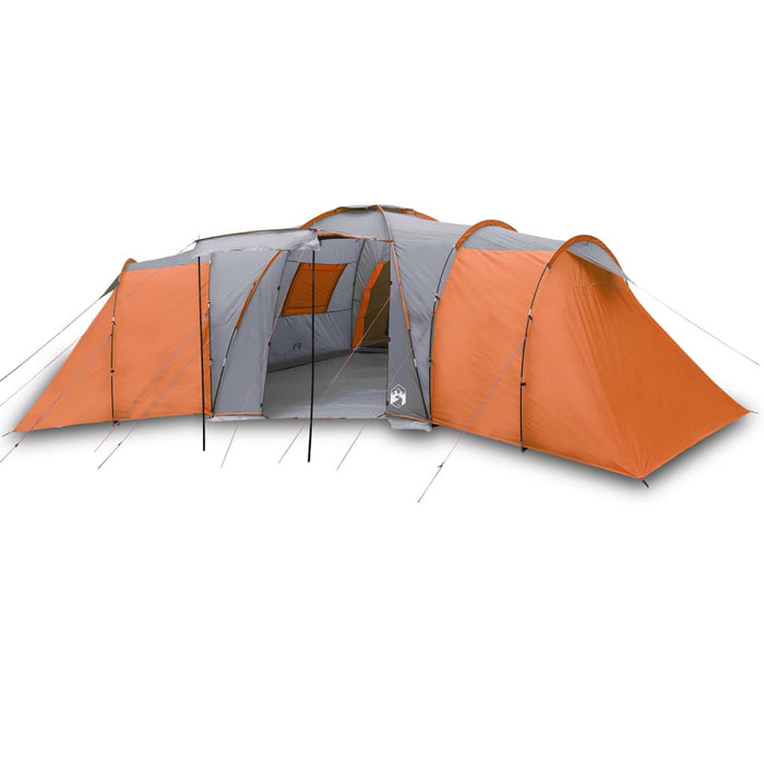 Campingtelt 12 personer grå og oransje 840x720x200 cm 185T taft