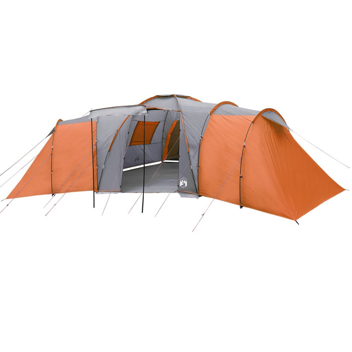 Campingtelt 12 personer grå og oransje 840x720x200 cm 185T taft