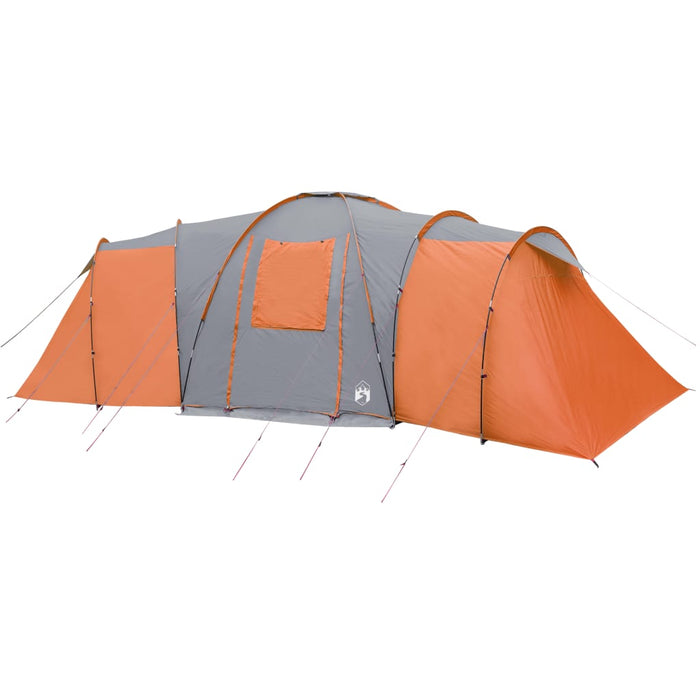 Campingtelt 12 personer grå og oransje 840x720x200 cm 185T taft