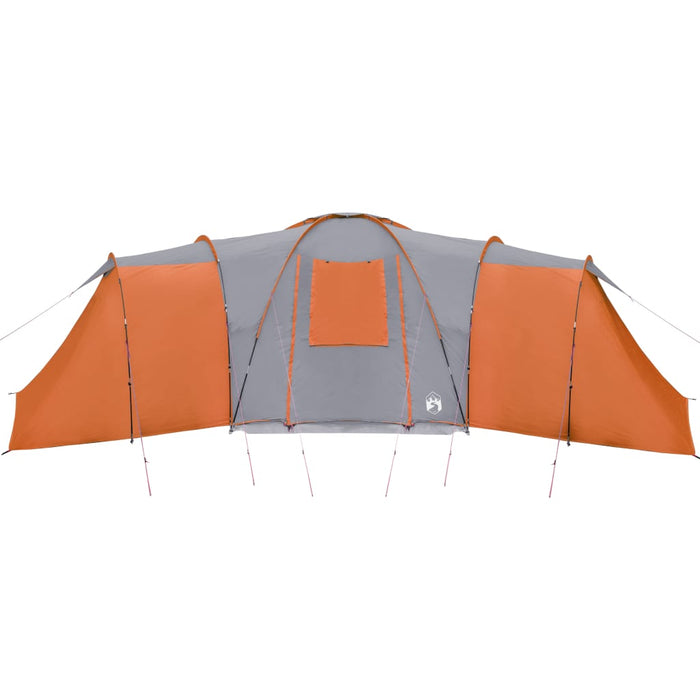 Campingtelt 12 personer grå og oransje 840x720x200 cm 185T taft