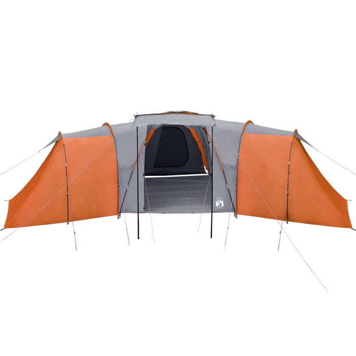 Campingtelt 12 personer grå og oransje 840x720x200 cm 185T taft