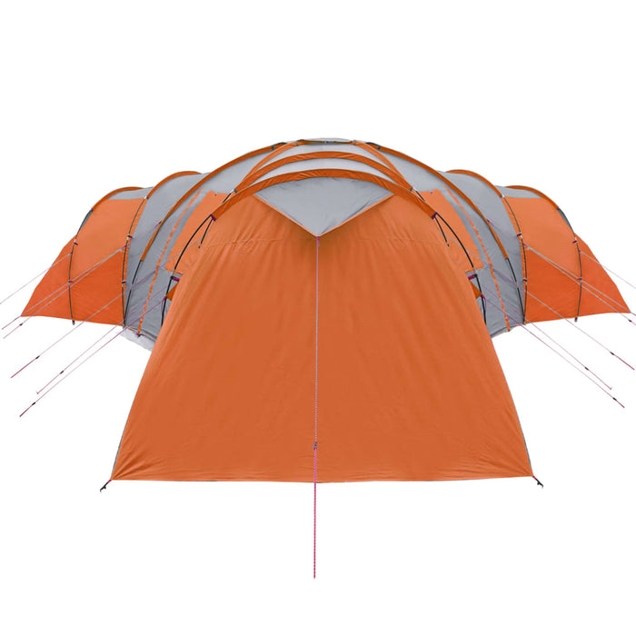 Campingtelt 12 personer grå og oransje 840x720x200 cm 185T taft