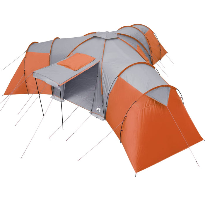 Campingtelt 12 personer grå og oransje 840x720x200 cm 185T taft