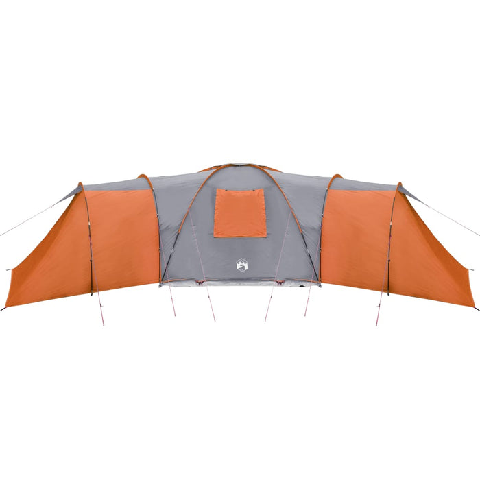 Campingtelt 12 personer grå og oransje 840x720x200 cm 185T taft