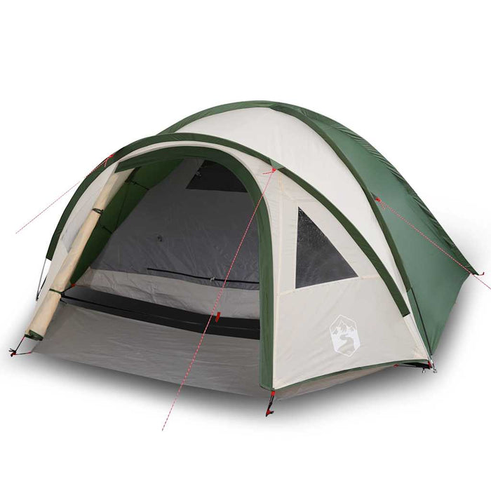 Campingtelt 4 personer grønn 300x250x132 cm 185T taft