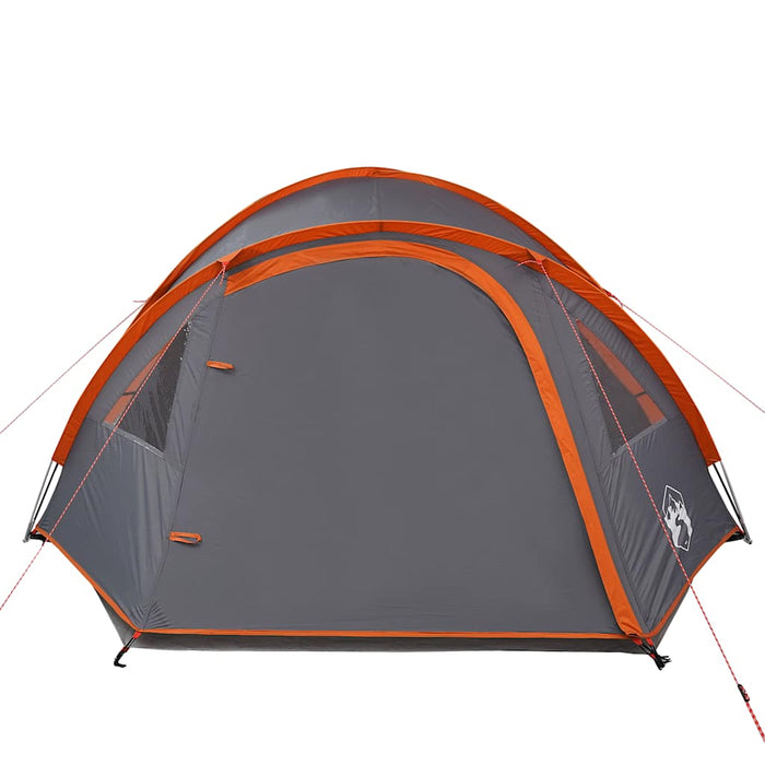 Campingtelt 4 personer grå og oransje 300x250x132 cm 185T taft