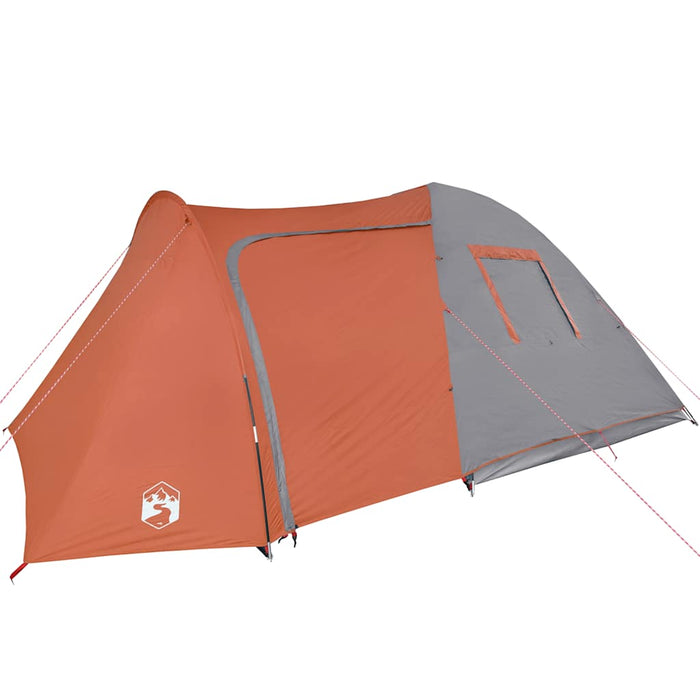 Campingtelt 6 personer grå og oransje 466x342x200 cm 185T taft