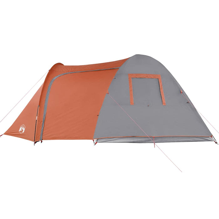 Campingtelt 6 personer grå og oransje 466x342x200 cm 185T taft