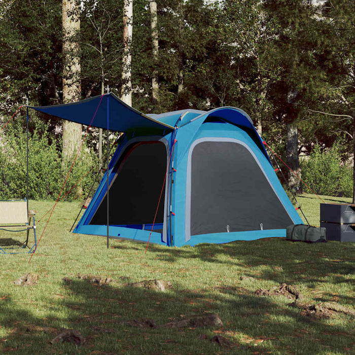 Campingtelt 4 personer blå 240x221x160 cm 185T taft