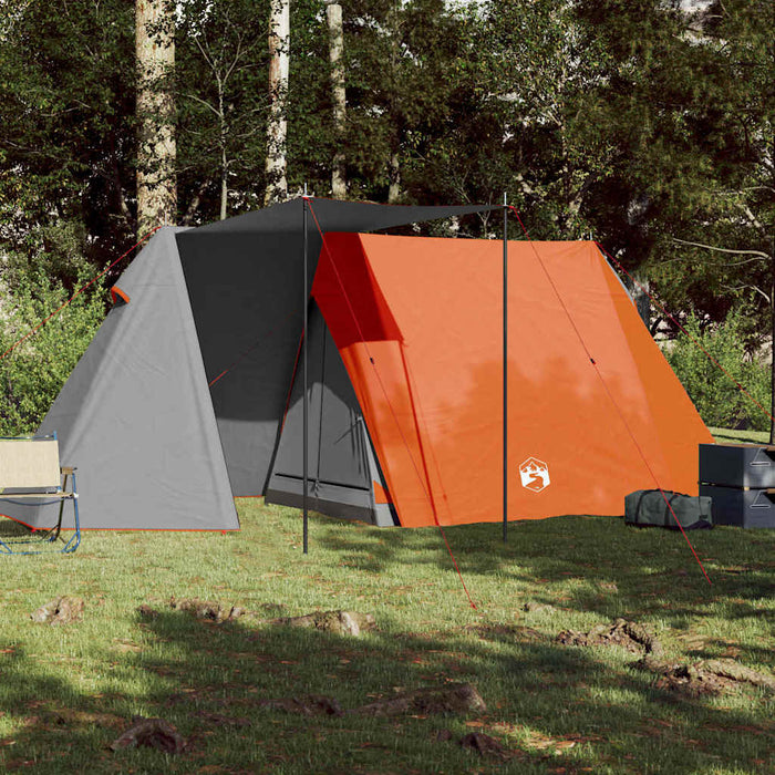 Campingtelt 3 personer grå og oransje 465x220x170 cm 185T taft