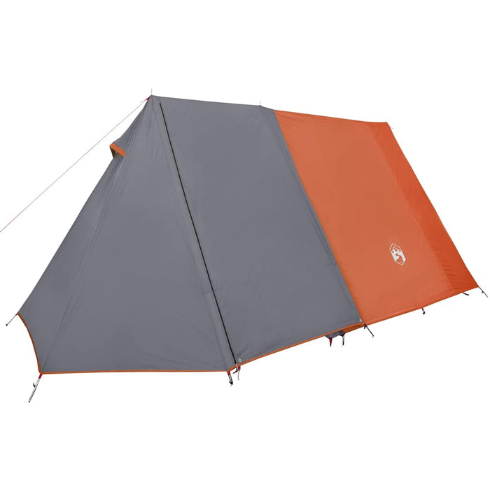 Campingtelt 3 personer grå og oransje 465x220x170 cm 185T taft