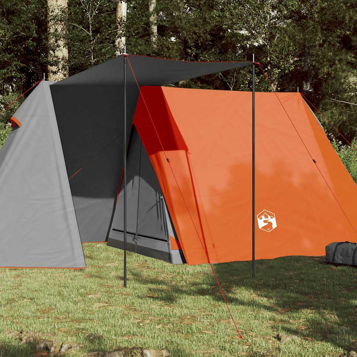 Campingtelt 3 personer grå og oransje 465x220x170 cm 185T taft