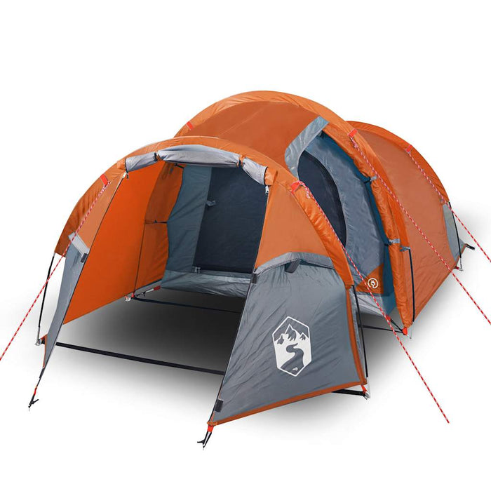Campingtelt 3 personer grå og oransje 370x185x116 cm 185T taft