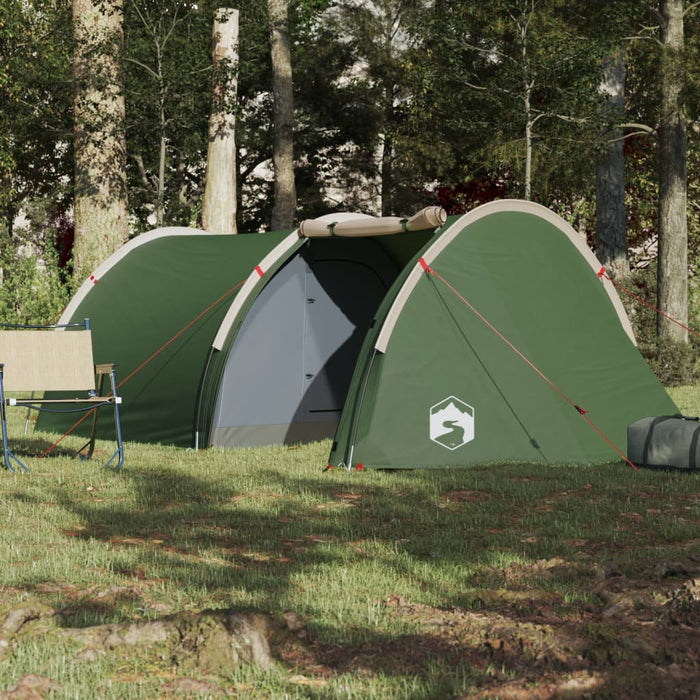 Campingtelt 4 personer grønn 405x170x106 cm 185T taft