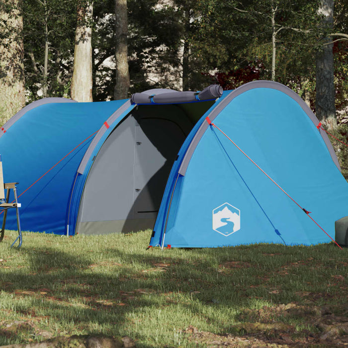 Campingtelt 4 personer blå 405x170x106 cm 185T taft