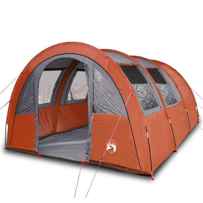 Campingtelt 4 personer grå og oransje 483x340x193 cm 185T taft