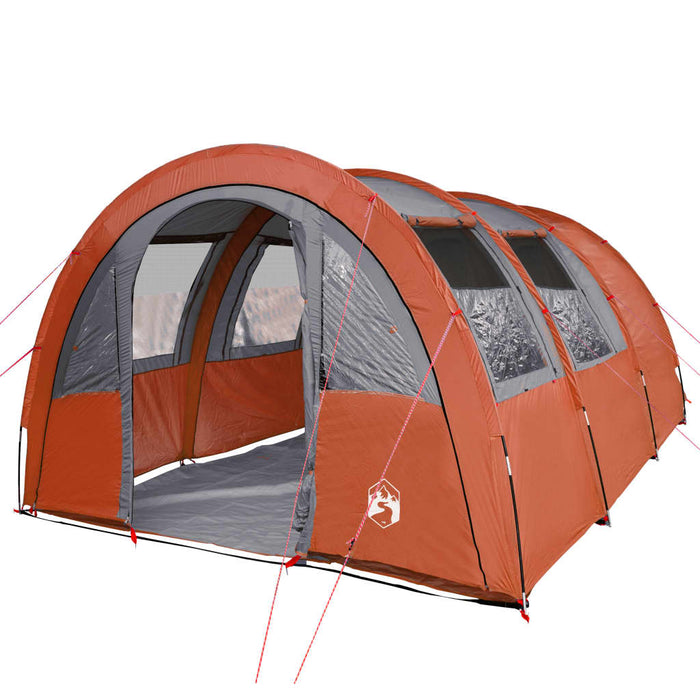 Campingtelt 4 personer grå og oransje 483x340x193 cm 185T taft