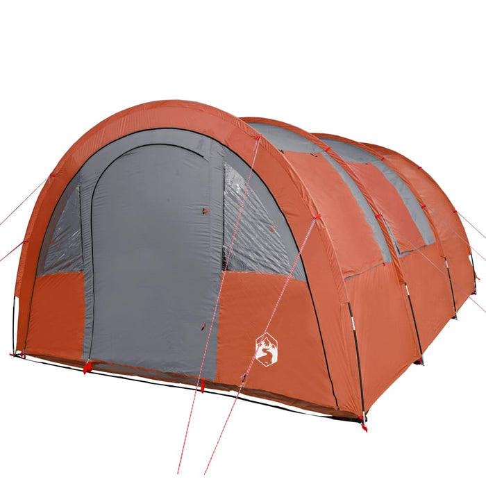 Campingtelt 4 personer grå og oransje 483x340x193 cm 185T taft