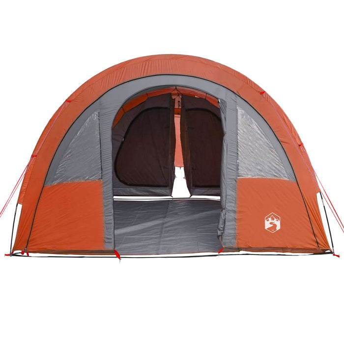 Campingtelt 4 personer grå og oransje 483x340x193 cm 185T taft