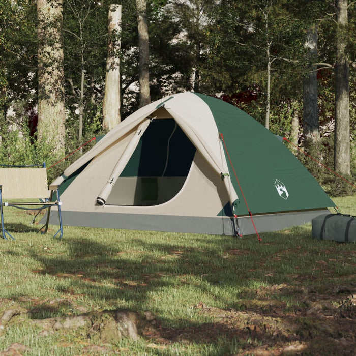 Campingtelt 3 personer grønn 240x217x120 cm 190T taft