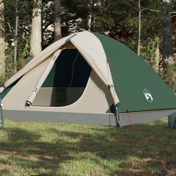 Campingtelt 3 personer grønn 240x217x120 cm 190T taft