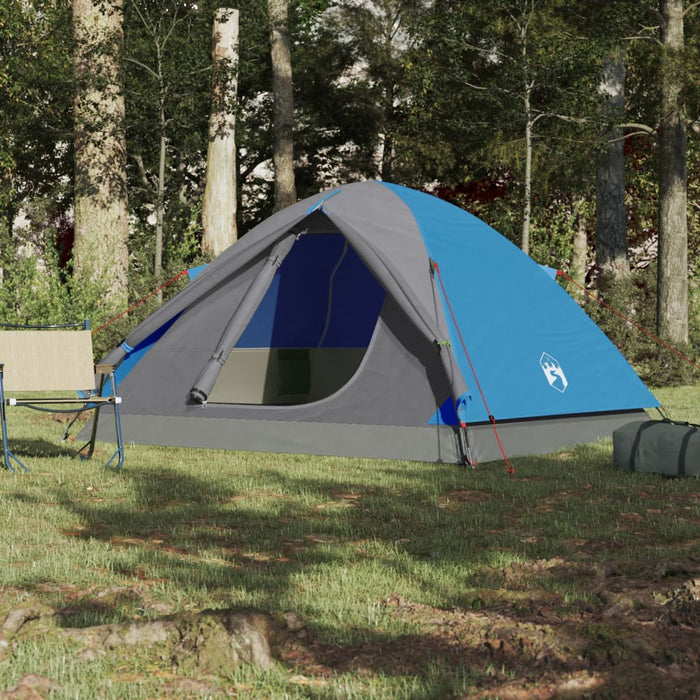 Campingtelt 3 personer blå 240x217x120 cm 190T taft