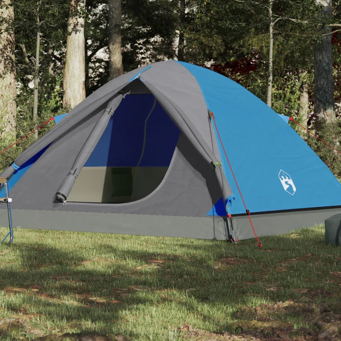 Campingtelt 3 personer blå 240x217x120 cm 190T taft