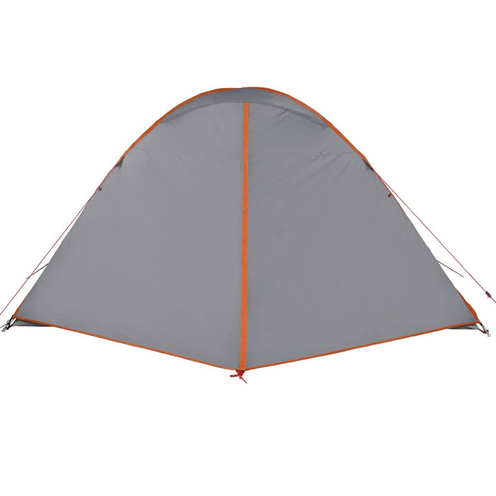 Campingtelt 6 personer grå og oransje 348x340x190 cm 190T taft